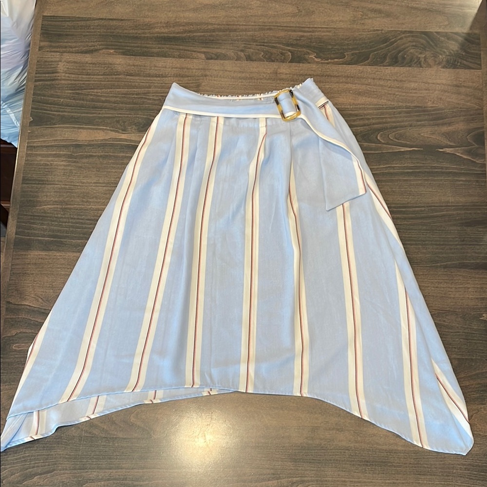 Blue Asymmetrical Midi A-Line Skirt